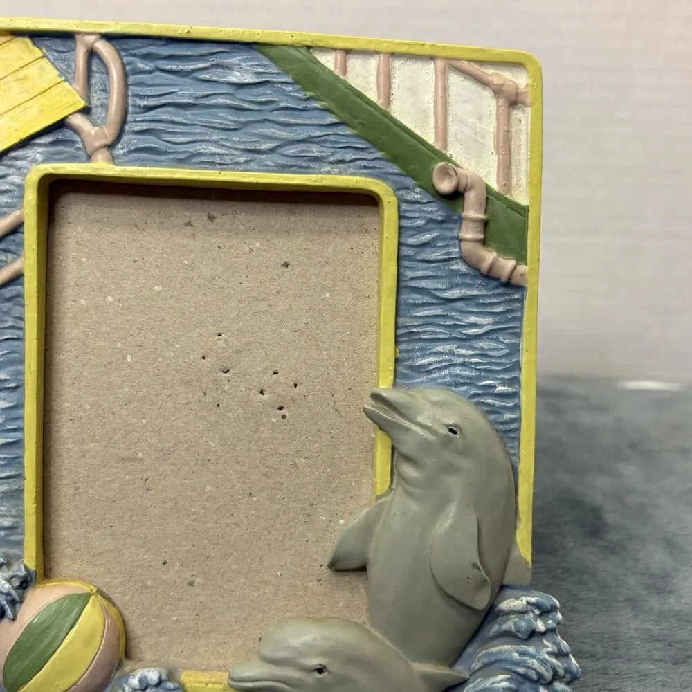 Dolphin Themed Poly Resin 3D Picture Frame 3x5